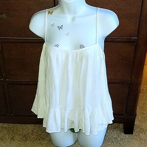 Medium White Forever 21 Flowy Off Shoulder Top